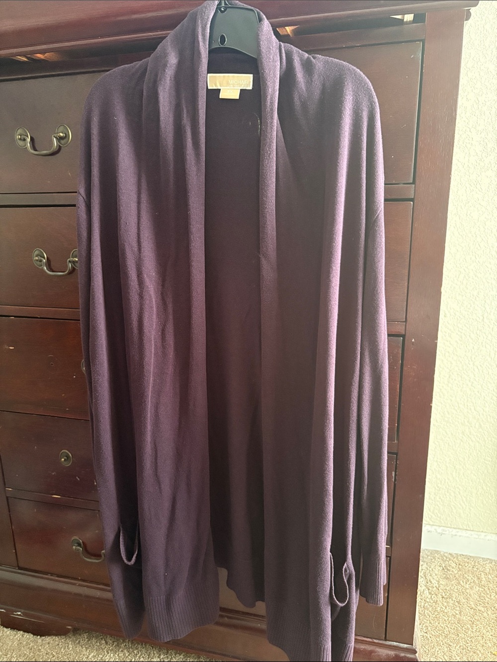 Michael Kors Plum Purple Open Front Cardigan